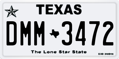 TX license plate DMM3472