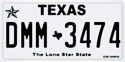 TX license plate DMM3474