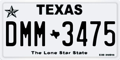TX license plate DMM3475