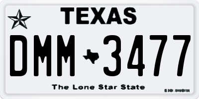 TX license plate DMM3477