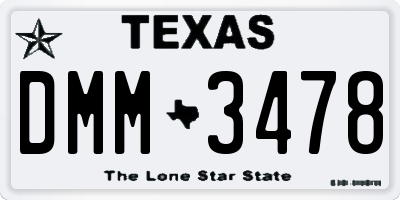 TX license plate DMM3478