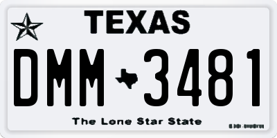 TX license plate DMM3481