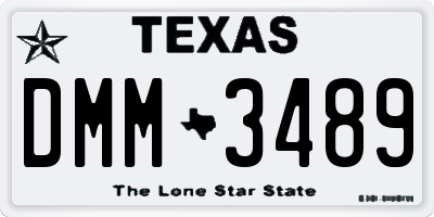TX license plate DMM3489