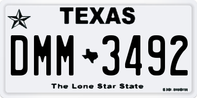 TX license plate DMM3492