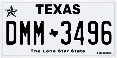 TX license plate DMM3496