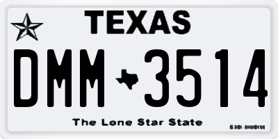 TX license plate DMM3514