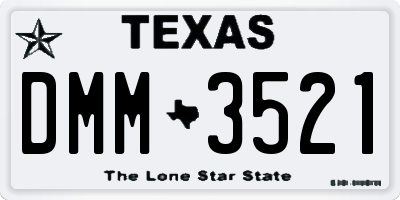 TX license plate DMM3521