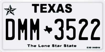 TX license plate DMM3522