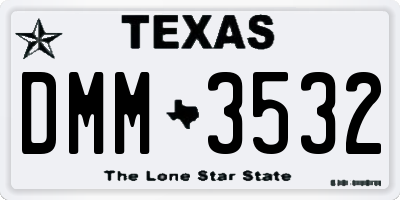 TX license plate DMM3532