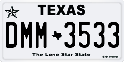 TX license plate DMM3533