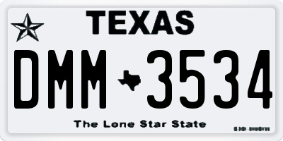 TX license plate DMM3534