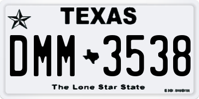 TX license plate DMM3538