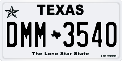 TX license plate DMM3540