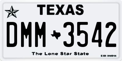 TX license plate DMM3542