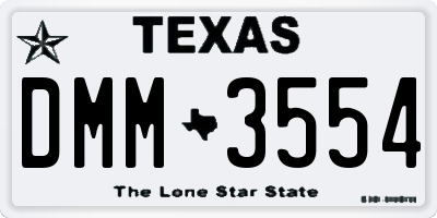 TX license plate DMM3554