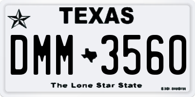 TX license plate DMM3560