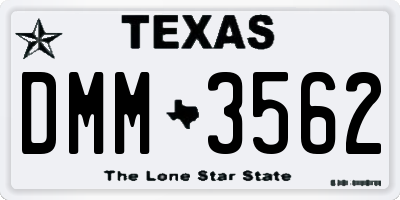 TX license plate DMM3562