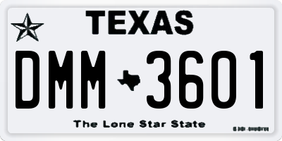 TX license plate DMM3601