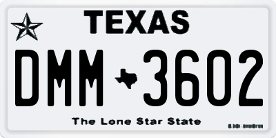 TX license plate DMM3602