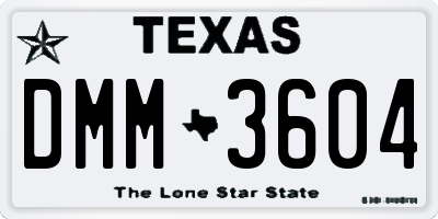 TX license plate DMM3604
