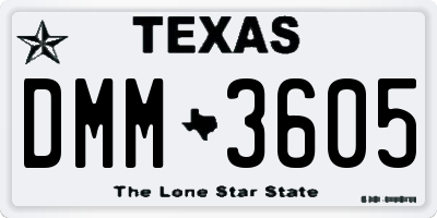 TX license plate DMM3605