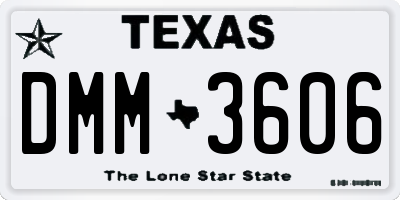 TX license plate DMM3606