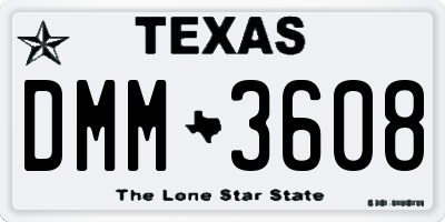 TX license plate DMM3608