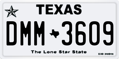 TX license plate DMM3609