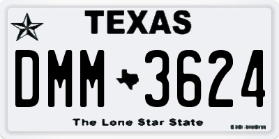 TX license plate DMM3624