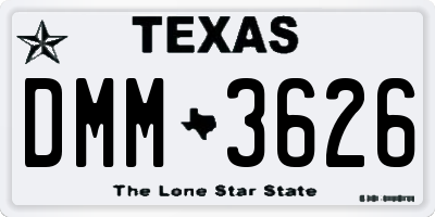 TX license plate DMM3626