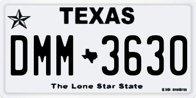 TX license plate DMM3630