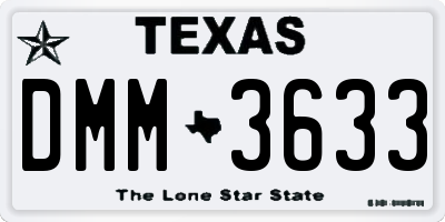 TX license plate DMM3633