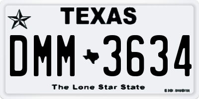 TX license plate DMM3634