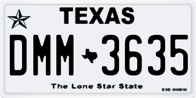 TX license plate DMM3635