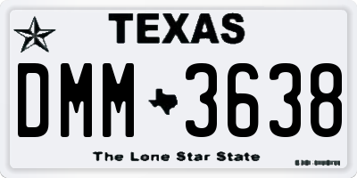 TX license plate DMM3638