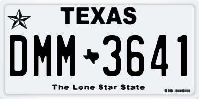 TX license plate DMM3641