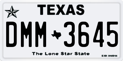 TX license plate DMM3645
