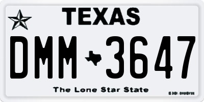 TX license plate DMM3647