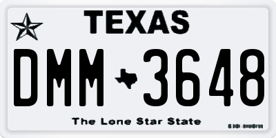 TX license plate DMM3648