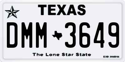 TX license plate DMM3649