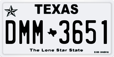 TX license plate DMM3651