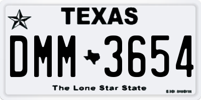 TX license plate DMM3654