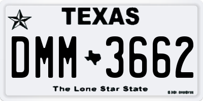 TX license plate DMM3662