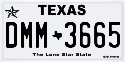 TX license plate DMM3665