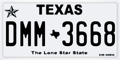TX license plate DMM3668