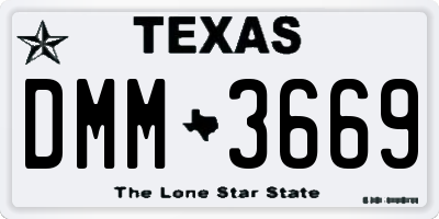 TX license plate DMM3669
