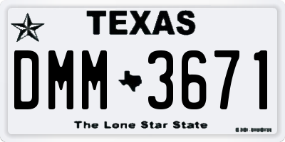 TX license plate DMM3671