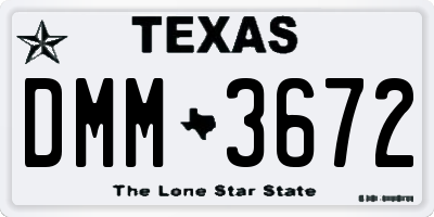 TX license plate DMM3672