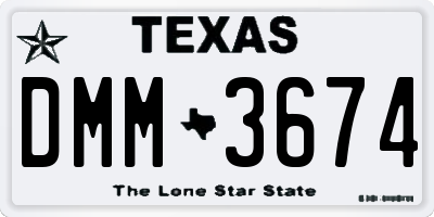 TX license plate DMM3674