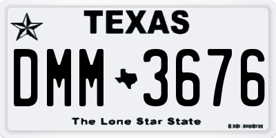 TX license plate DMM3676